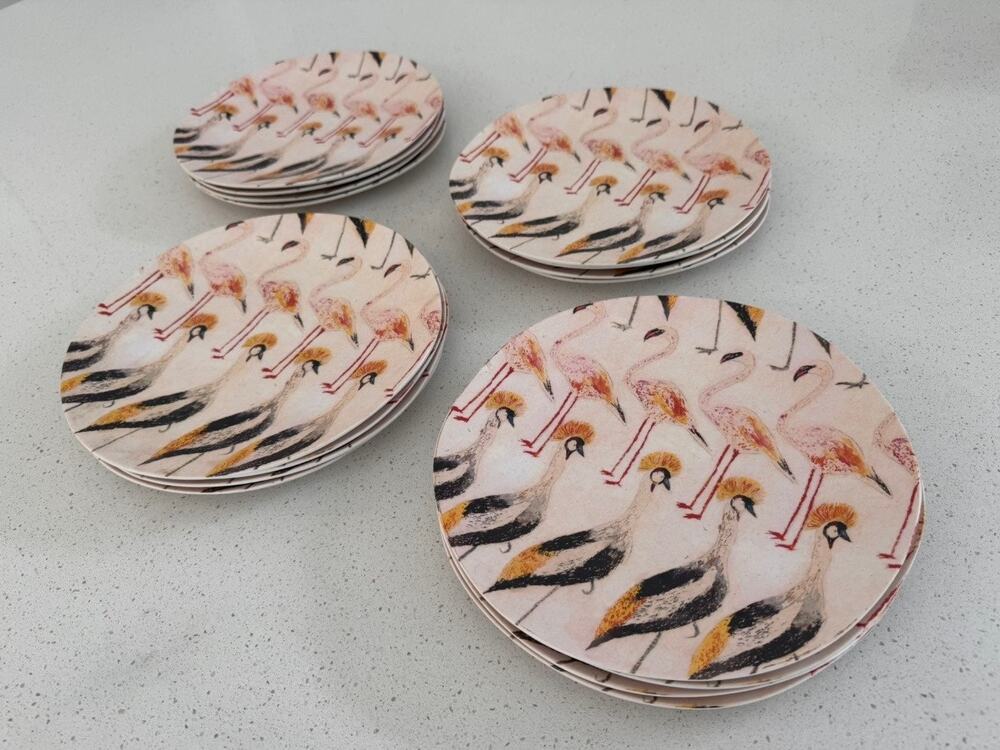 Crate & Barrel Exotic Birds Plates Set of 16